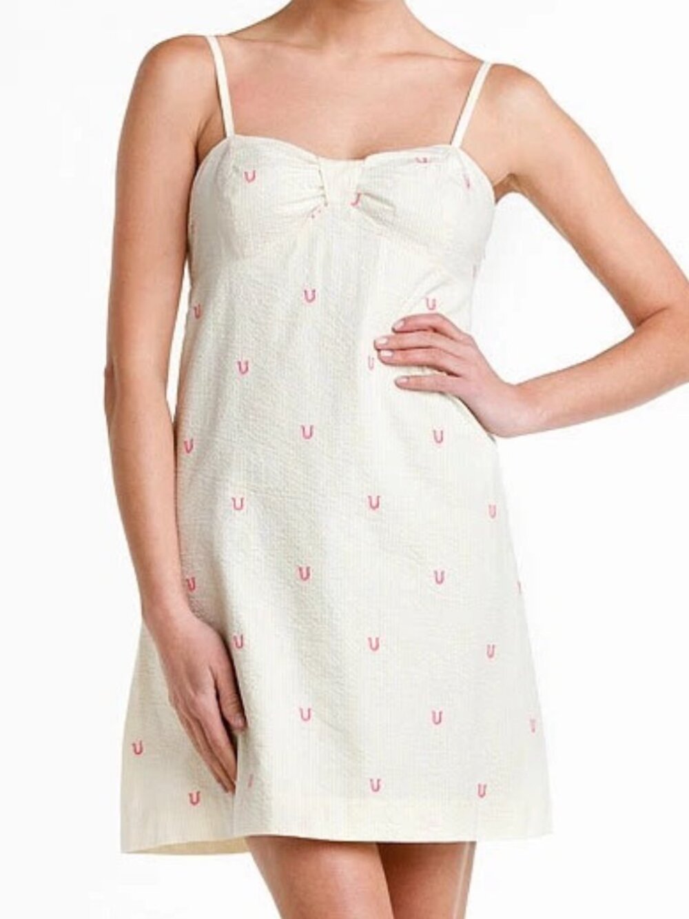 Lilly Pulitzer Kelley Seersucker Starfruit Embroidered Dress Yellow Size 4